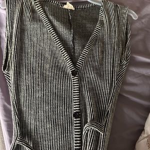 Striped black and white button down dress.